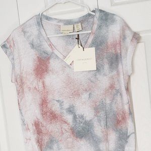 Cynthia Rowley 100% Linen Women's XS  V Neck Tee,Tie-Dye NWT